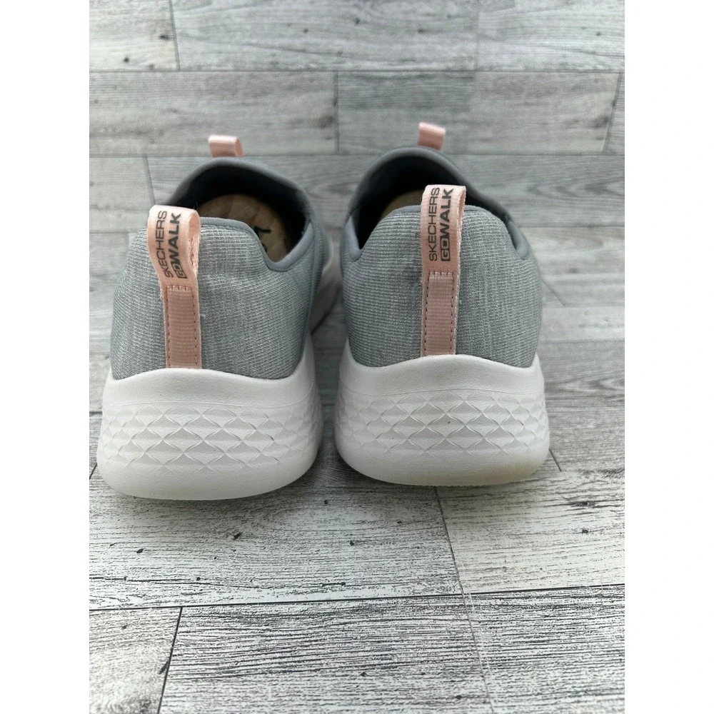 Skechers GoWalk 6 Women Size‎ 10 Grey Pink Slip On Walking Shoes 124956 GYPK